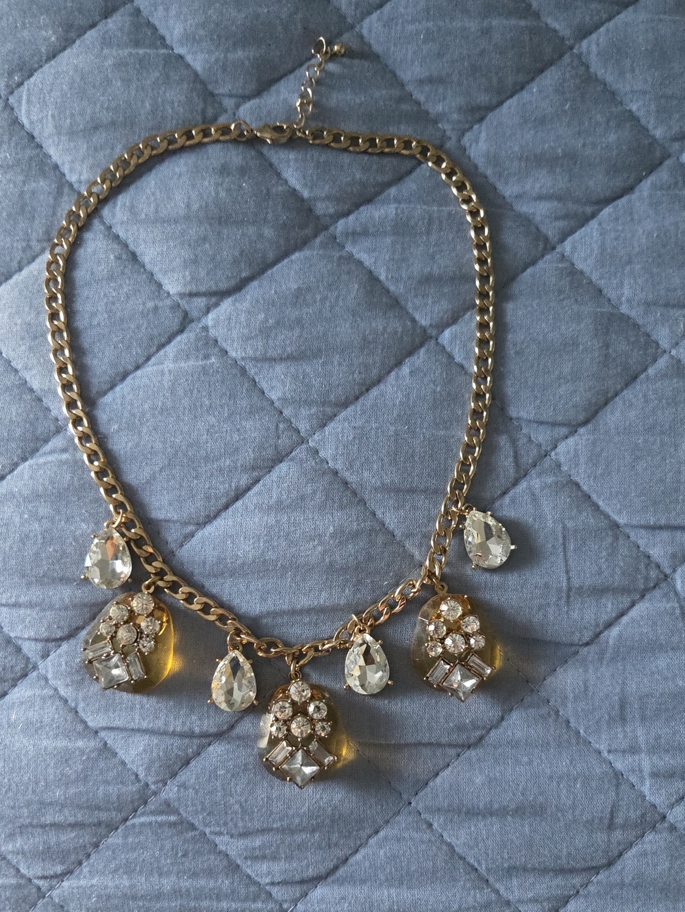 Maximalist, Gold Tone Crystal Pendant Statement Necklace - Unbranded